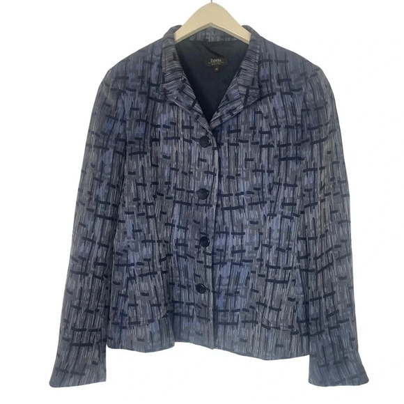 Zanella Platinum Made in Italy Blue Patterned Jacket - Picture 1 of 3